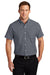 Port Authority S659 Mens SuperPro Oxford Wrinkle Resistant Short Sleeve Button Down Shirt w/ Pocket Black Front