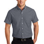 Port Authority Mens SuperPro Oxford Wrinkle Resistant Short Sleeve Button Down Shirt w/ Pocket - Black