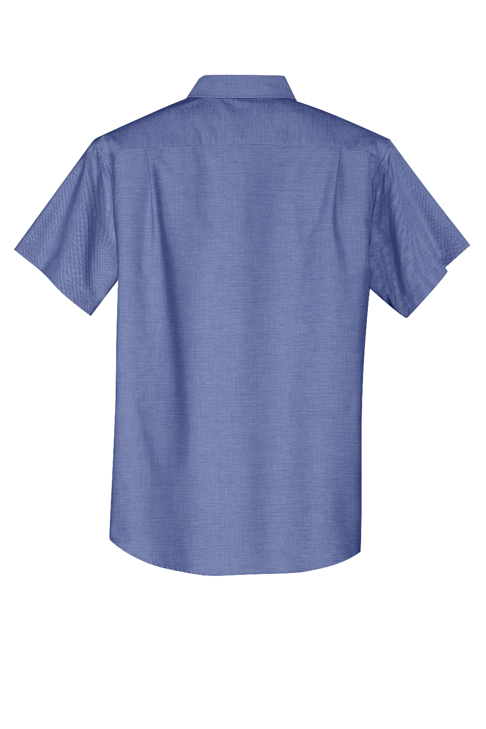 Port Authority S659 SuperPro Oxford Wrinkle Resistant Short Sleeve Button Down Shirt w/ Pocket Navy Blue Flat Back