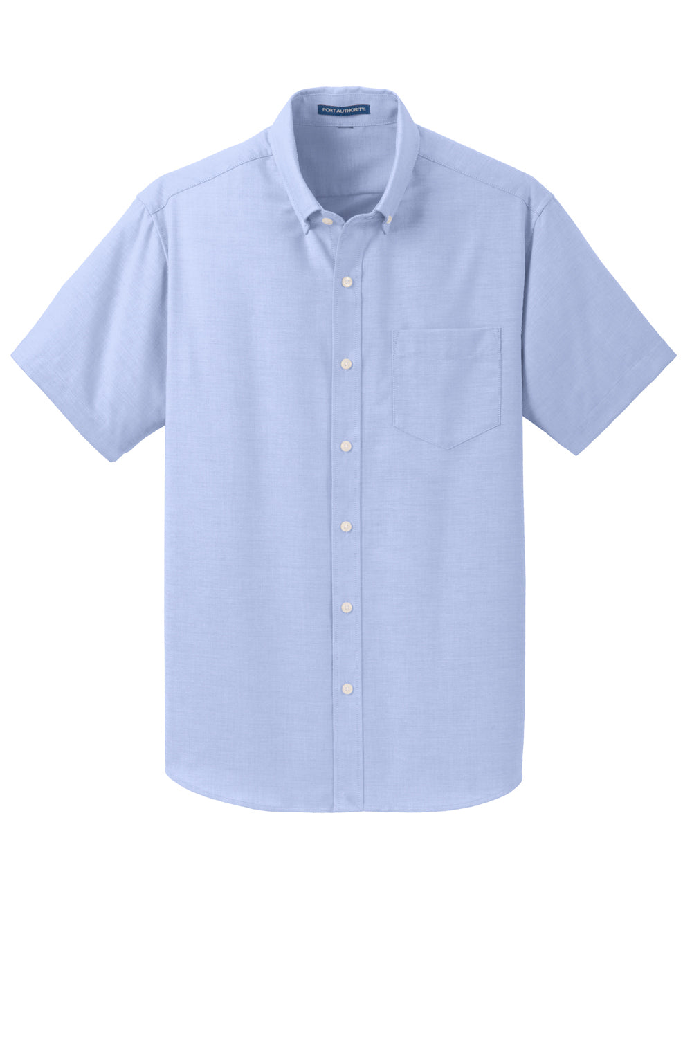 Port Authority S659 SuperPro Oxford Wrinkle Resistant Short Sleeve Button Down Shirt w/ Pocket Oxford Blue Flat Front
