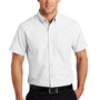 Port Authority Mens SuperPro Oxford Wrinkle Resistant Short Sleeve Button Down Shirt w/ Pocket - White