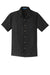 Port Authority S662 Wrinkle Resistant Short Sleeve Button Down Camp Shirt w/ Pocket Black Flat Front