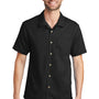 Port Authority Mens Wrinkle Resistant Short Sleeve Button Down Camp Shirt w/ Pocket - Black - Closeout
