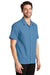 Port Authority S662 Mens Wrinkle Resistant Short Sleeve Button Down Camp Shirt w/ Pocket Celadon Blue 3Q