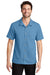 Port Authority S662 Mens Wrinkle Resistant Short Sleeve Button Down Camp Shirt w/ Pocket Celadon Blue Front