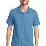 Port Authority Mens Wrinkle Resistant Short Sleeve Button Down Camp Shirt w/ Pocket - Celadon Blue - Closeout