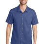 Port Authority Mens Wrinkle Resistant Short Sleeve Button Down Camp Shirt w/ Pocket - Royal Blue - Closeout