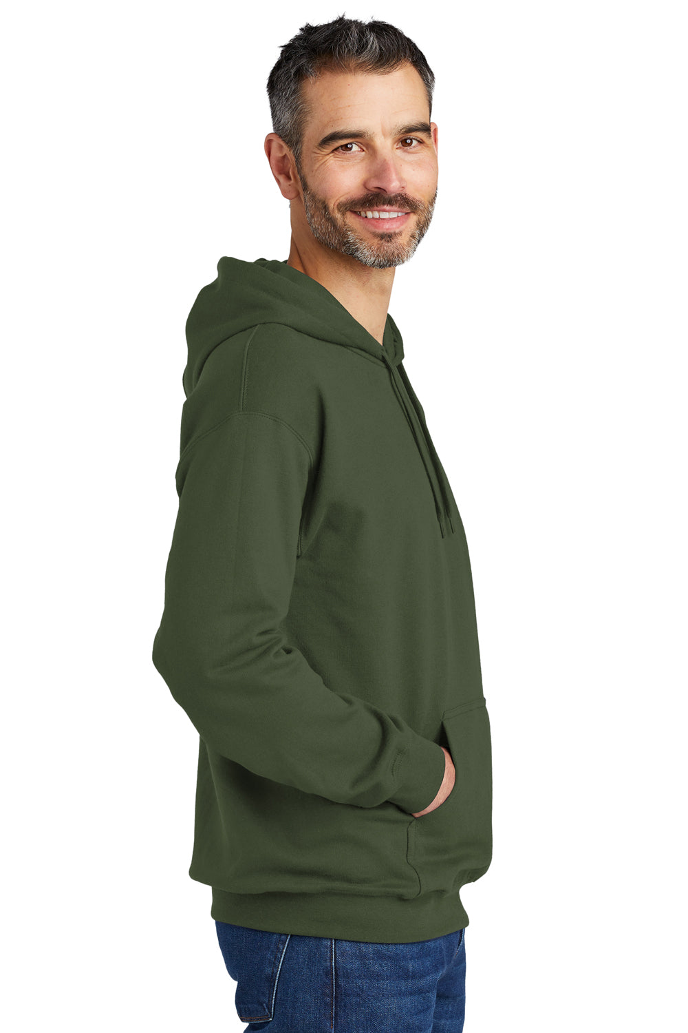 Gildan SF500 Softstyle Hooded Sweatshirt Hoodie Military Green Side