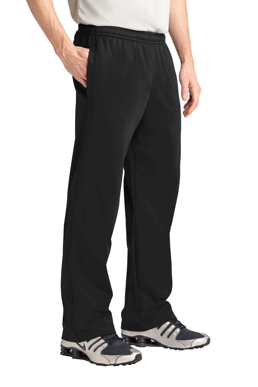 Sport-Tek ST237 Sport Wick Fleece Sweatpants w/ Pockets Black 3Q