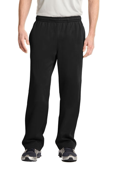 Sport-Tek ST237 Sport Wick Fleece Sweatpants w/ Pockets Black Front