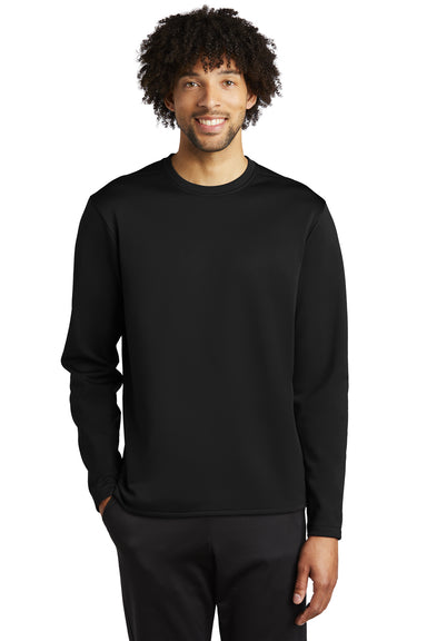 Sport-Tek Mens Fleece Crewneck Sweatshirt Black Front