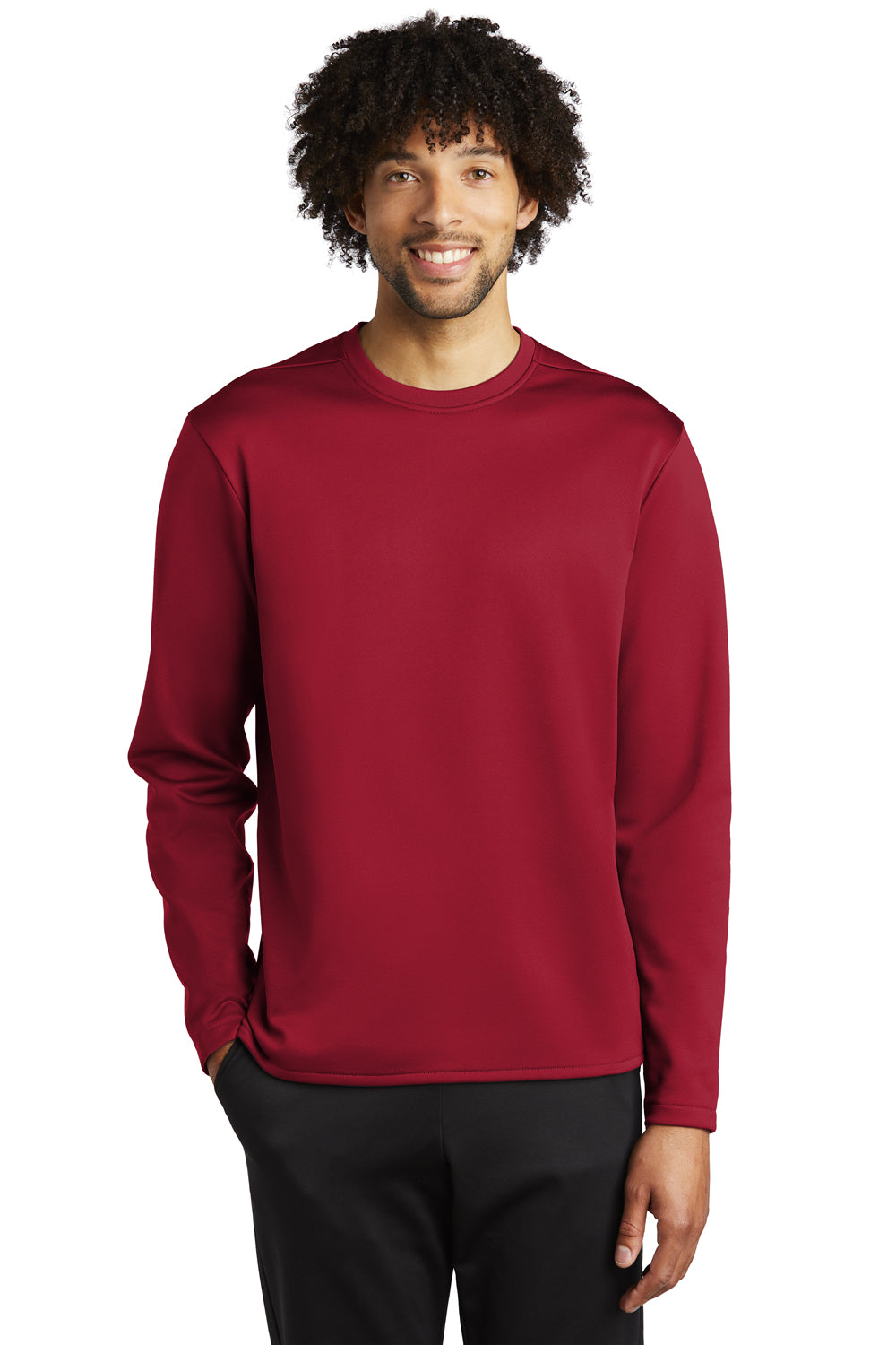 Sport-Tek Mens Fleece Crewneck Sweatshirt Deep Red Front
