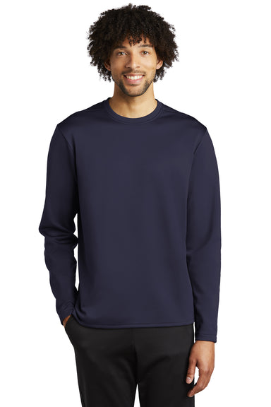 Sport-Tek Mens Fleece Crewneck Sweatshirt Navy Blue Front