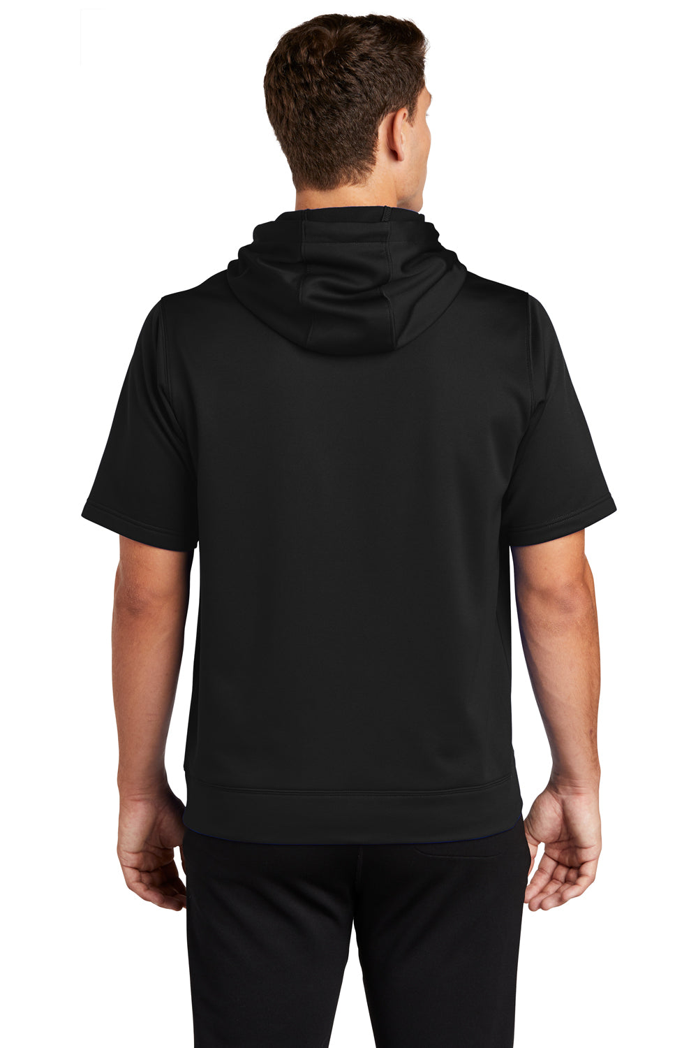 Sport-Tek Mens Fleece Short Sleeve Hooded Sweatshirt Hoodie Black Side
