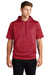 Sport-Tek Mens Fleece Short Sleeve Hooded Sweatshirt Hoodie Deep Red Front