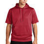 Sport-Tek Mens Moisture Wicking Fleece Short Sleeve Hooded Sweatshirt Hoodie - Deep Red