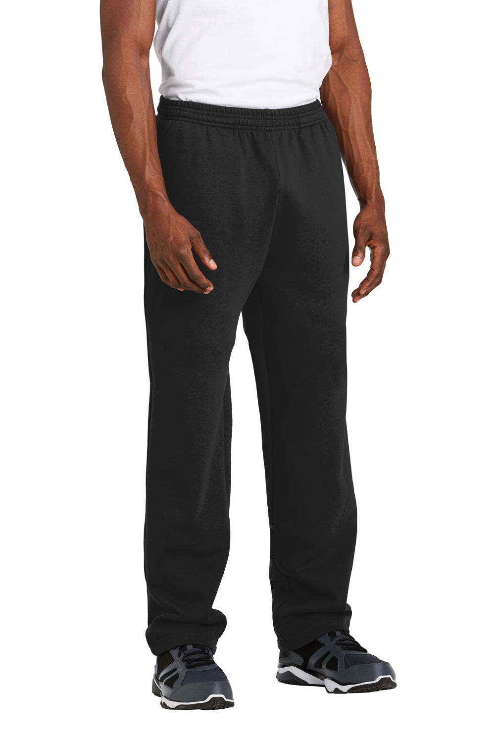 Sport-Tek ST257 Open Bottom Sweatpants w/ Pockets Black 3Q