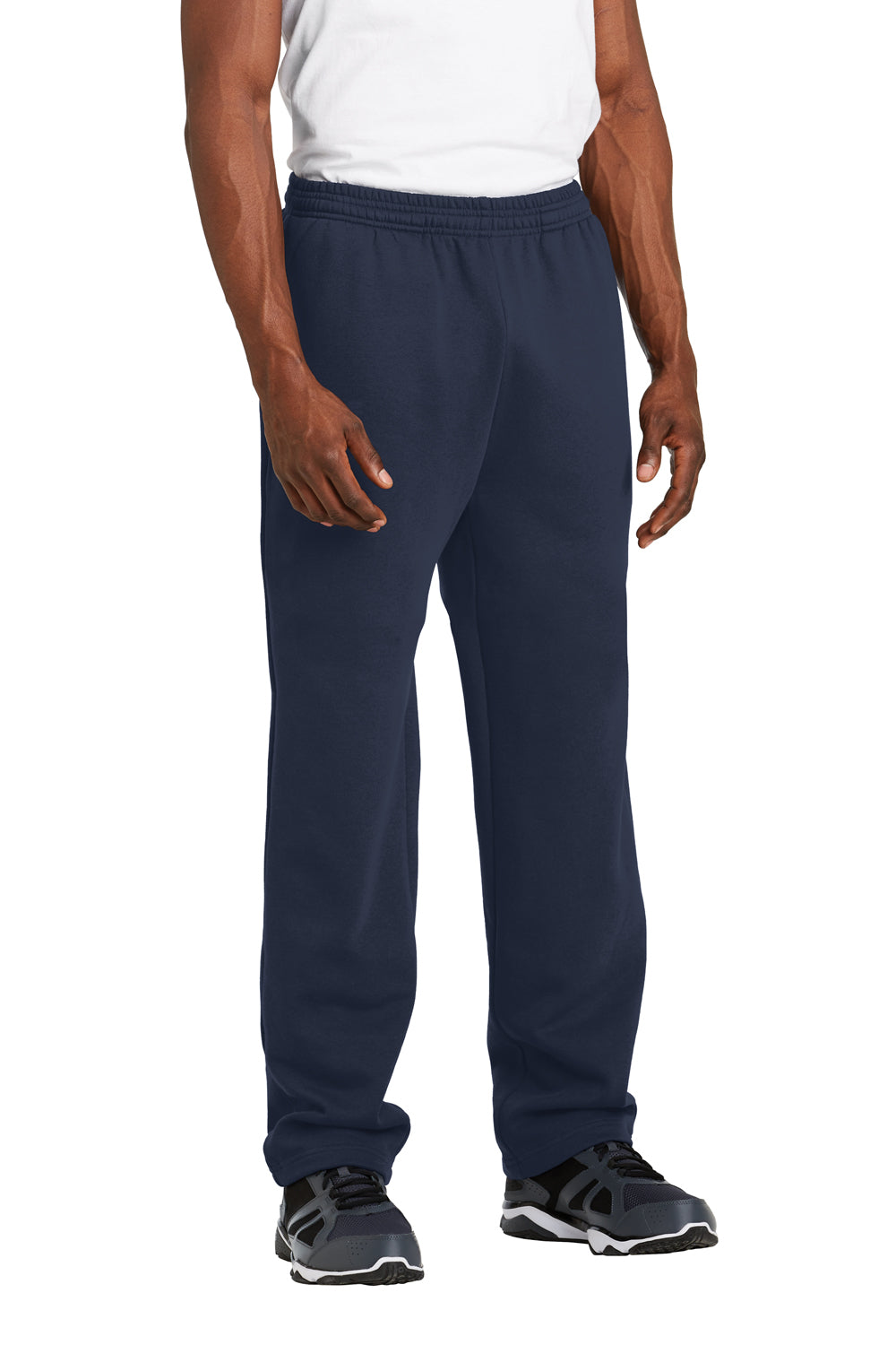 Sport-Tek ST257 Open Bottom Sweatpants w/ Pockets True Navy Blue 3Q