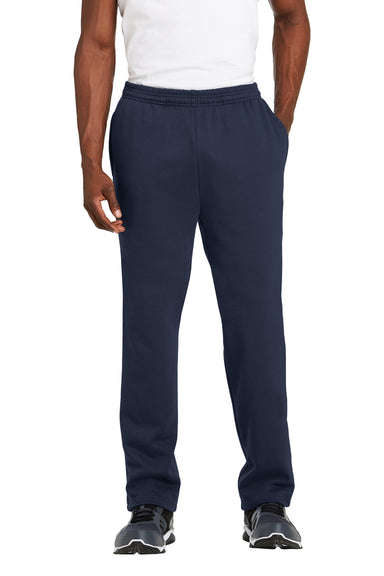 Sport-Tek ST257 Open Bottom Sweatpants w/ Pockets True Navy Blue Front