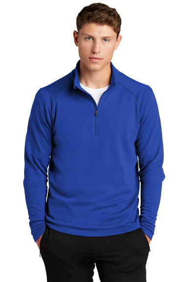 Sport-Tek Mens French Terry 1/4 Zip Sweatshirt True Royal Blue Front
