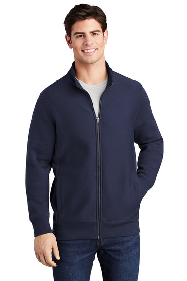 Sport-Tek Mens Full Zip Sweatshirt True Navy Blue Front
