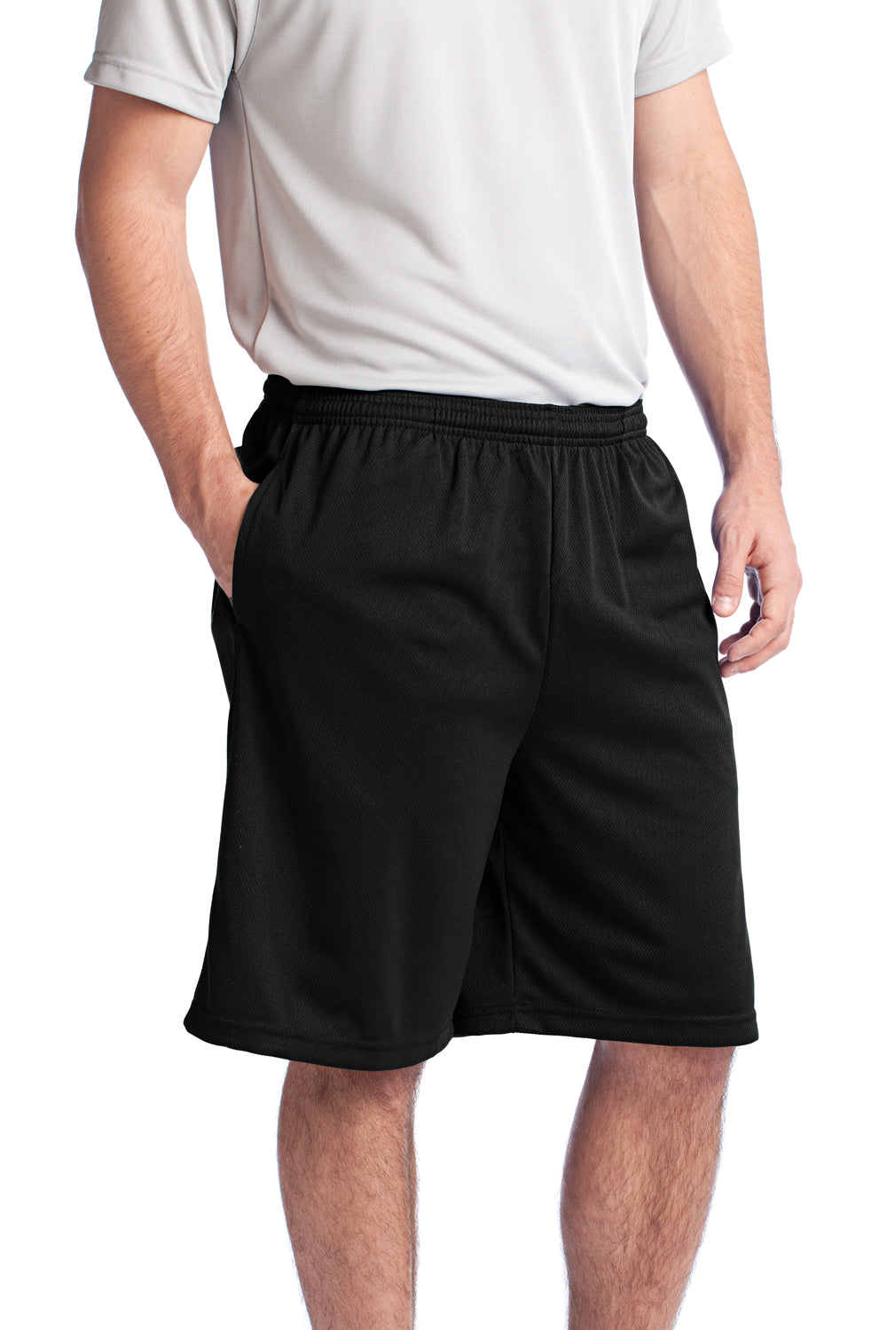 Sport-Tek ST312 PosiCharge Tough Mesh Shorts w/ Pockets Black 3Q