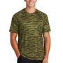 Sport-Tek Mens Drift Camo Moisture Wicking Short Sleeve Crewneck T-Shirt - Olive Drab Green