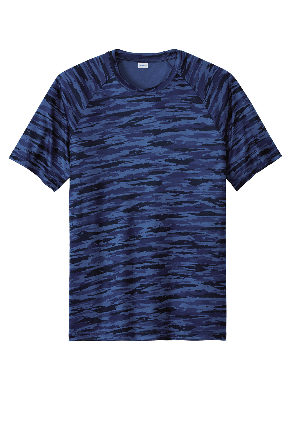 Sport-Tek Mens Drift Camo Short Sleeve Crewneck T-Shirt True Royal Blue Flat Front