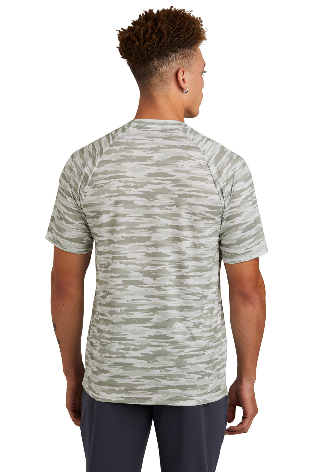 Sport-Tek Mens Drift Camo Short Sleeve Crewneck T-Shirt White Back