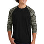 Sport-Tek Mens Drift Camo Colorblock Moisture Wicking Long Sleeve Crewneck T-Shirt - Black