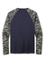 Sport-Tek Mens Drift Camo Colorblock Long Sleeve Crewneck T-Shirt True Navy Blue Flat Back