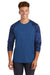 Sport-Tek Mens Drift Camo Colorblock Long Sleeve Crewneck T-Shirt True Royal Blue Front