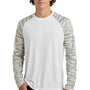 Sport-Tek Mens Drift Camo Colorblock Moisture Wicking Long Sleeve Crewneck T-Shirt - White