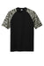 Sport-Tek Mens Drift Camo Colorblock Short Sleeve Crewneck T-Shirt Black Flat Front