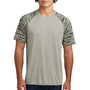 Sport-Tek Mens Drift Camo Colorblock Moisture Wicking Short Sleeve Crewneck T-Shirt - Silver Grey
