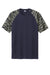 Sport-Tek Mens Drift Camo Colorblock Short Sleeve Crewneck T-Shirt True Navy Blue Flat Front