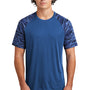 Sport-Tek Mens Drift Camo Colorblock Moisture Wicking Short Sleeve Crewneck T-Shirt - True Royal Blue