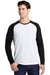 Sport-Tek Mens Moisture Wicking Long Sleeve Crewneck T-Shirt Black/White Front