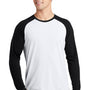 Sport-Tek Mens Moisture Wicking Long Sleeve Crewneck T-Shirt - White/Black