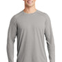 Sport-Tek Mens Moisture Wicking Long Sleeve Crewneck T-Shirt - Heather Light Grey