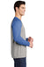 Sport-Tek Mens Moisture Wicking Long Sleeve Crewneck T-Shirt Heather True Royal Blue/Heather Light Grey Side