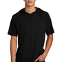 Sport-Tek Mens Moisture Wicking Short Sleeve Hooded T-Shirt Hoodie - Black