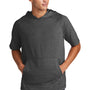 Sport-Tek Mens Moisture Wicking Short Sleeve Hooded T-Shirt Hoodie - Heather Dark Grey