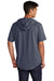 Sport-Tek Mens Mousite Wicking Short Sleeve Hooded T-Shirt Hoodie Heather True Navy Blue Side