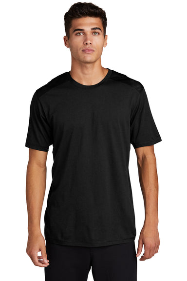 Sport-Tek Mens Draft Moisture Wicking Short Sleeve Crewneck T-Shirt Black Front