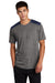 Sport-Tek Mens Draft Moisture Wicking Short Sleeve Crewneck T-Shirt True Navy Blue/Heather Dark Grey Front