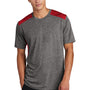 Sport-Tek Mens Draft Moisture Wicking Short Sleeve Crewneck T-Shirt - True Red/Heather Dark Grey