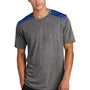 Sport-Tek Mens Draft Moisture Wicking Short Sleeve Crewneck T-Shirt - True Royal Blue/Heather Dark Grey