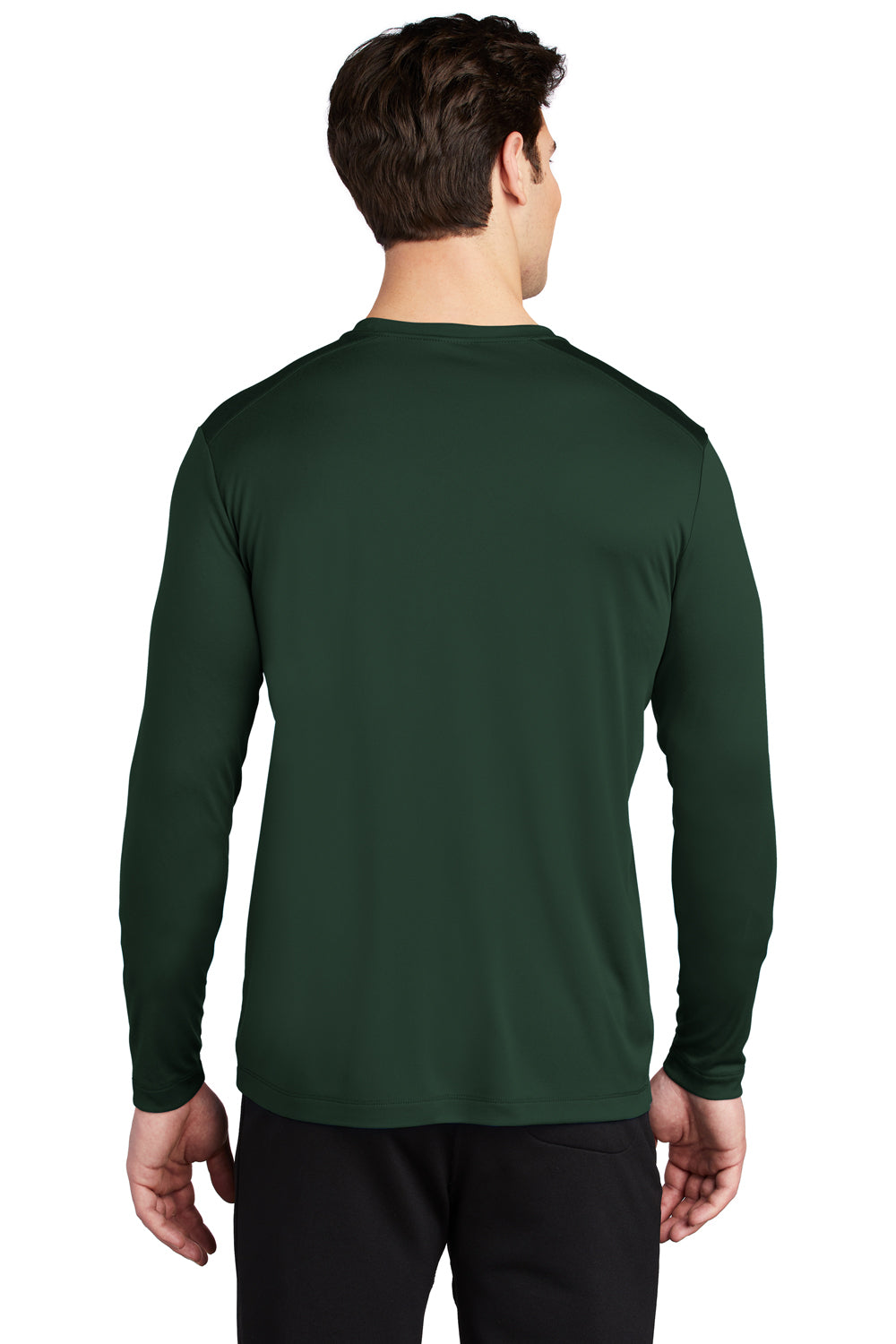 Sport-Tek Mens Long Sleeve Crewneck T-Shirt Forest Green Side