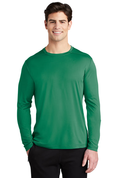 Sport-Tek Mens Long Sleeve Crewneck T-Shirt Kelly Green Front